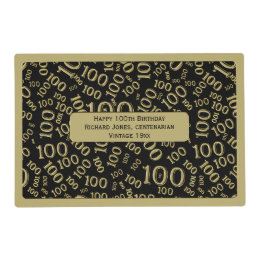 100th Birthday Centenarian Gold/Black Pattern Placemat