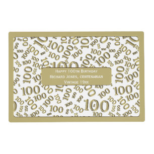 100th Birthday Centenarian Gold/White Pattern Placemat