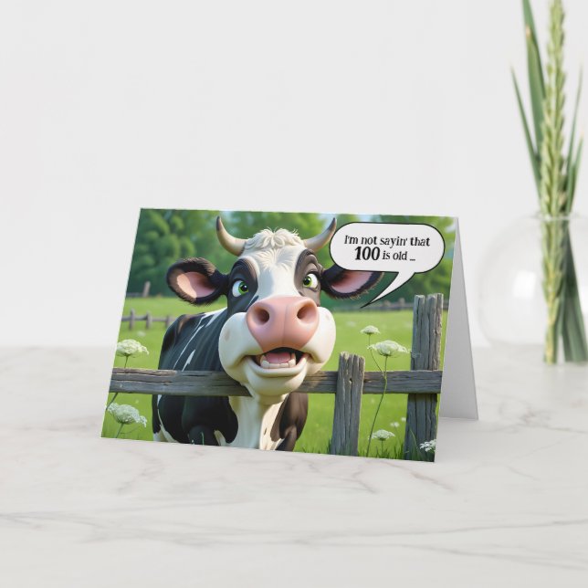 100th Birthday Cow Humor Card (Front)