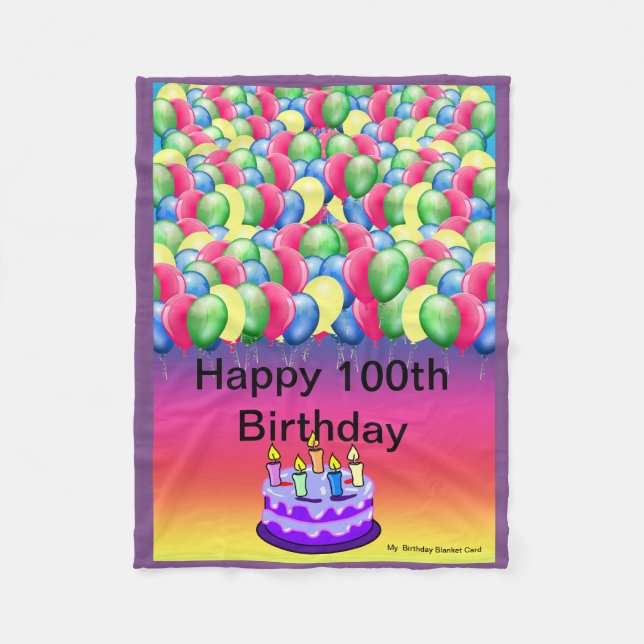 100th Birthday - Custom Lap Fleece Blanket (Front)