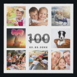 100th birthday custom photo collage white monogram faux canvas print<br><div class="desc">A unique 100th birthday gift or keepsake, celebrating her life with a collage of 8 of your photos. Add images of her family, friends, pets, hobbies or dream travel destination. Personalize and add a name, age 100 and a date. Gray and black colored letters. A chic white background. This canvas...</div>