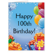 100th Birthday Design with Presents Giant Card | Zazzle