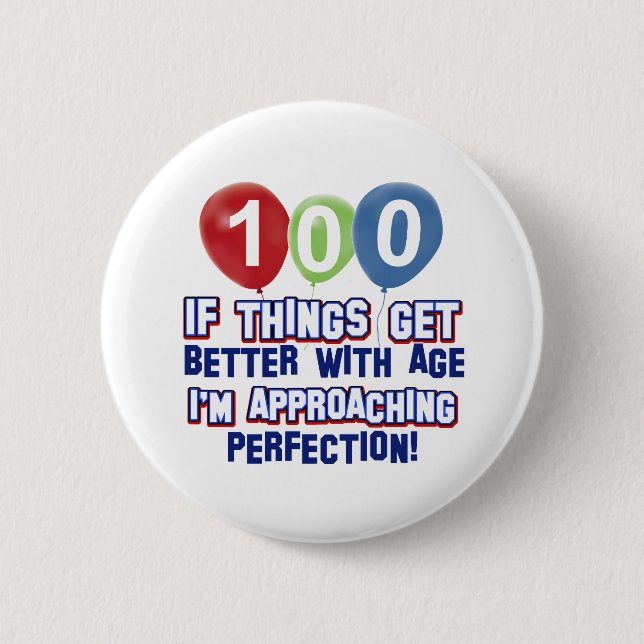 100th birthday designs pinback button (Front)