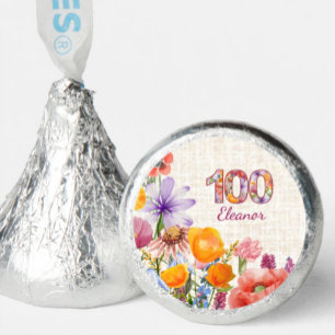 100th Birthday - Elegant Floral Number 100 Thanks Hershey®'s Kisses®