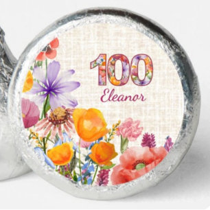 100th Birthday - Elegant Floral Number 100 Thanks Hershey®'s Kisses®