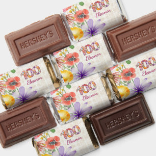 100th Birthday - Elegant Floral Number 100 Thanks Hershey's Miniatures