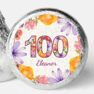 100th Birthday Elegant Floral Party Chocolates Hershey®'s Kisses®