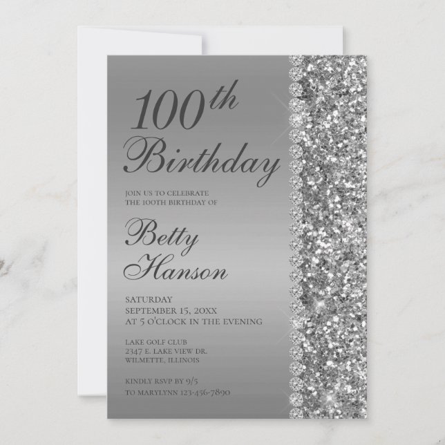100th Birthday Elegant Invitation (Front)