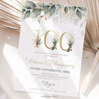 100th birthday Elegant Milestone invitation