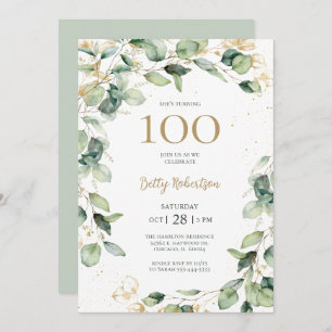 100th Birthday Eucalyptus Invitation