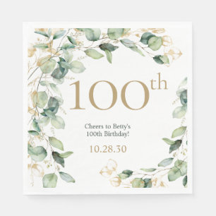 100th Birthday Eucalyptus Napkins
