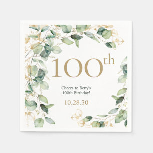 100th Birthday Eucalyptus Napkins