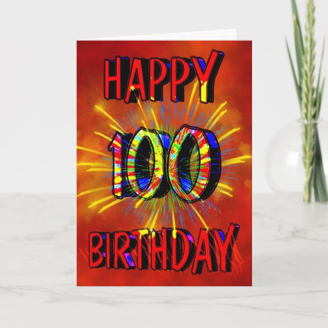 100th Birthday Fireworks Card (Front)