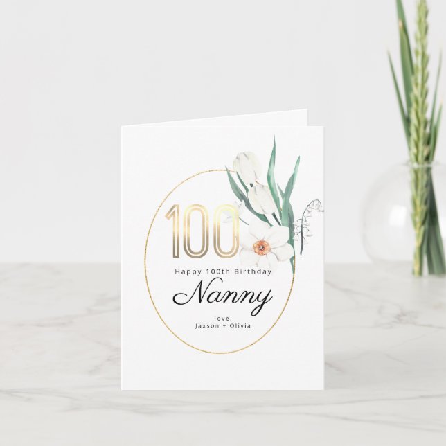 100th Birthday | Floral Birthday Card (Front)