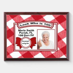 100th Birthday Framed Picture with Cute Background Award Plaque