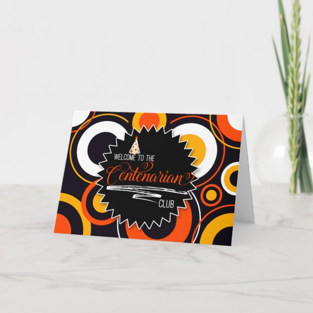 100th Birthday Geometric Circles Centenarian Card (Front)