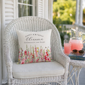 100th Birthday Gift August Birth Flower Custom Throw Pillow