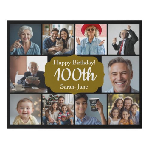 a photo collage on canvas for a 100th birthday