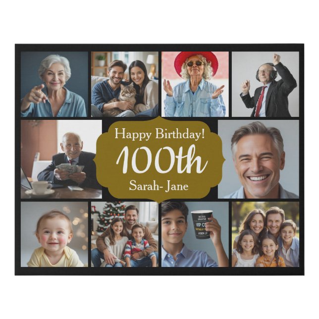 100th birthday gift Photo Collage  Faux Canvas Print (Front)