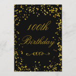 100th Birthday Glamorous Gold Confetti Invitation