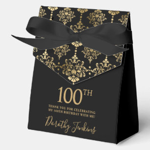 100th Birthday Gold Elegant Thank You Favor Boxes