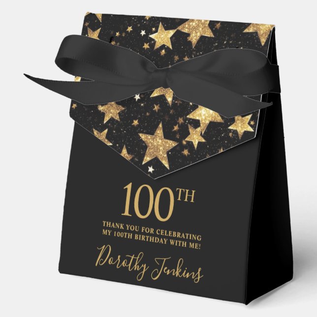 100th Birthday Gold Stars Thank You  Favor Boxes (Front)