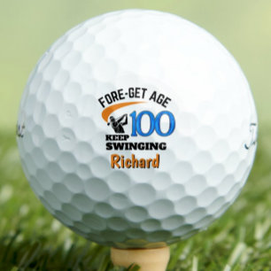 100th Birthday Golf Ball 100 Years Funny Gift Blue