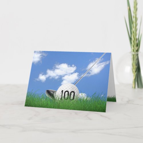 100th birthday golf ball in grass card