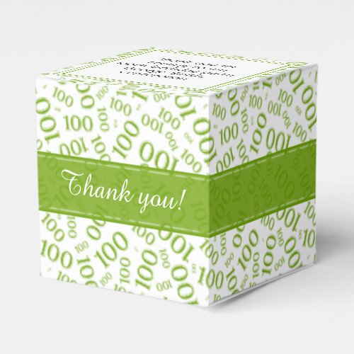 100th Birthday GreenWhite Random Number Pattern Favor Boxes