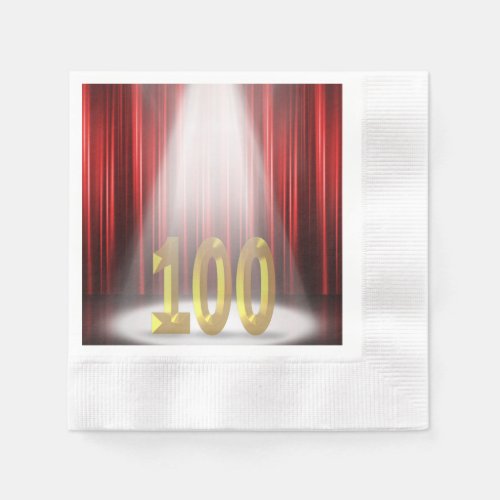 100th birthday in spotlight on stage napkins