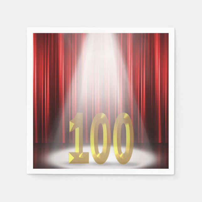 100th birthday in spotlight on stage napkins (Front)