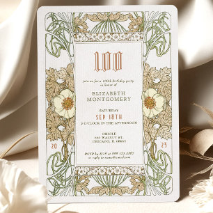 100th Birthday Invitation Art Nouveau by Mucha
