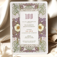 100th Birthday Invitation Art Nouveau by Mucha