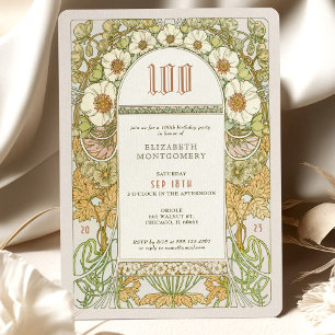 100th Birthday Invitation Art Nouveau by Mucha