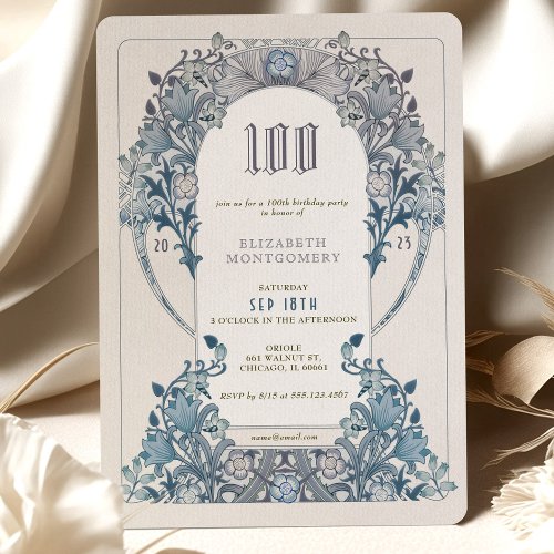 100th Birthday Invitation Art Nouveau W Morris