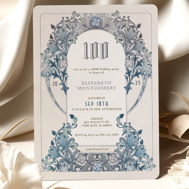 100th Birthday Invitation Art Nouveau W. Morris (Creator Uploaded)