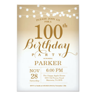 100th Birthday Invitations Zazzle