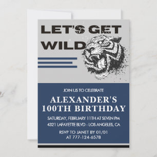 100th birthday invitation Men Party Let's Get Wild