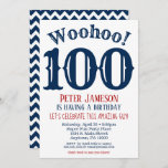 100th Birthday Invitation Mens Navy Blue<br><div class="desc">A funny and striking 100th birthday invitation for a husband,  friend,  father or grandad.</div>