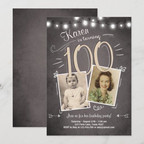 100th Birthday Invitation Vintage Hundred Birthday