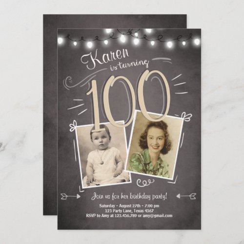 100th Birthday Invitation Vintage Hundred Birthday