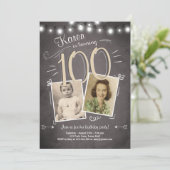 100th Birthday Invitation Vintage Hundred Birthday (Standing Front)