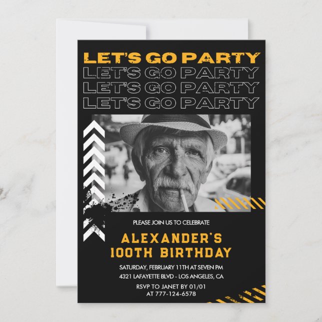 100th birthday invitations Men Photo Spray paint (Front)