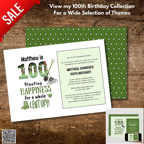 100th Birthday Invites Garden Party Men Women DAD