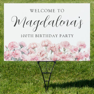 100th Birthday January Birth Flower Carnation Yard Sign