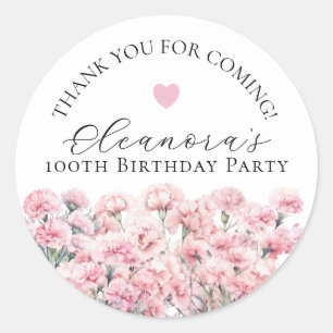 100th Birthday January Birth Flower Custom Favor Classic Round Sticker