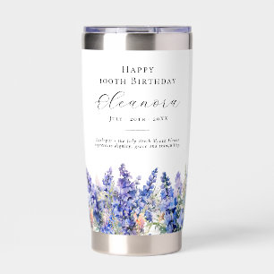 100th Birthday July Birth Flower Custom Gift Insulated Tumbler