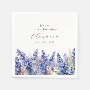 100th Birthday July Birth Flower Larkspur Custom Napkins