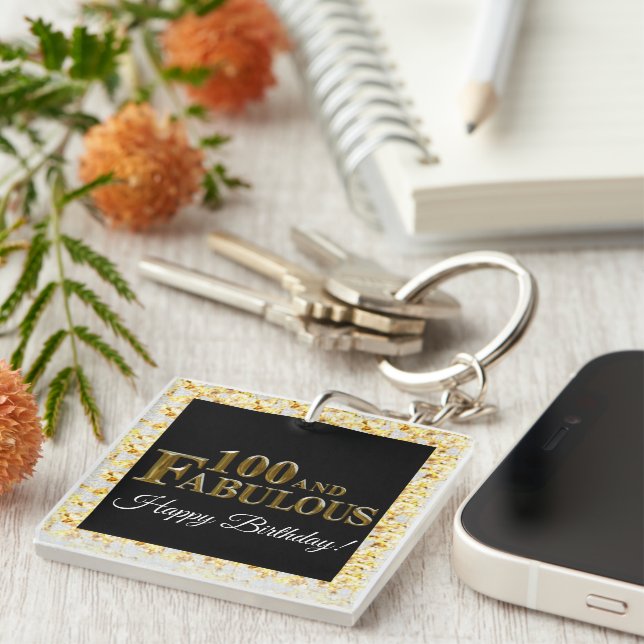 100th Birthday  Keychain (Front Right)