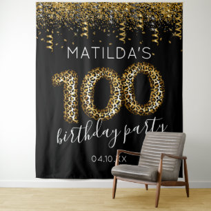 100th Birthday Leopard Print Photo Backdrop